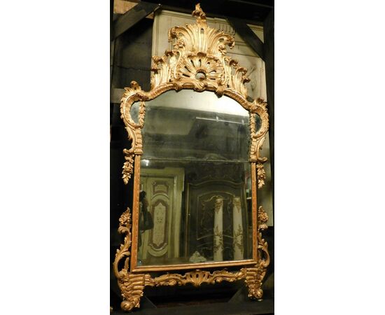  specc404 - specchiera in legno dorato, epoca '700, cm l 104 x h 195  
