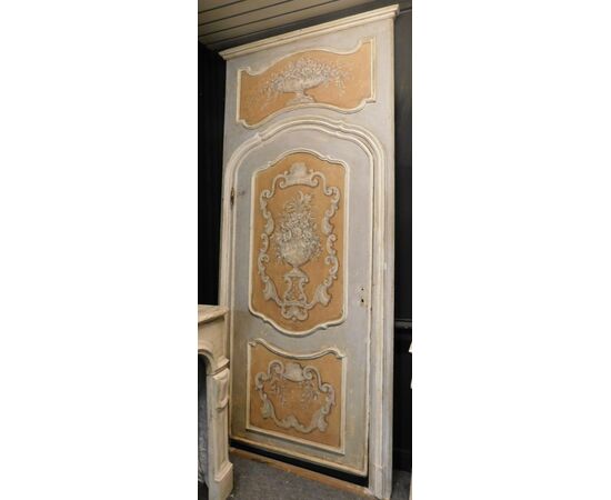  PTL373 - Porta barocca dipinta, con telaio, misura massima cm L 130 x H 285  
