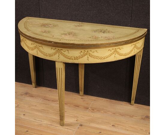 Italian lacquered demilune table in Louis XVI style