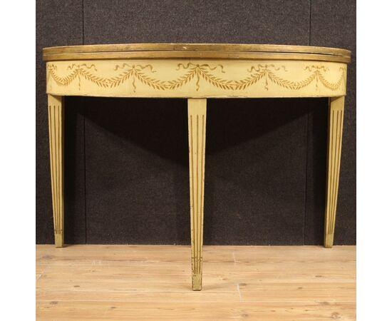 Italian lacquered demilune table in Louis XVI style