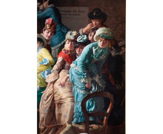 Dipinto di Pietro Saporetti intitolato "Emancipazione della donna"