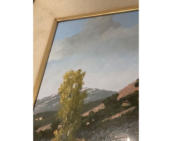 Dipinto Paesaggio olio Giacomo Delcroix Firenze anni 50. Mis 22 x 29 