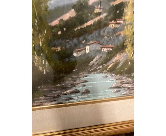 Dipinto Paesaggio olio Giacomo Delcroix Firenze anni 50. Mis 22 x 29 