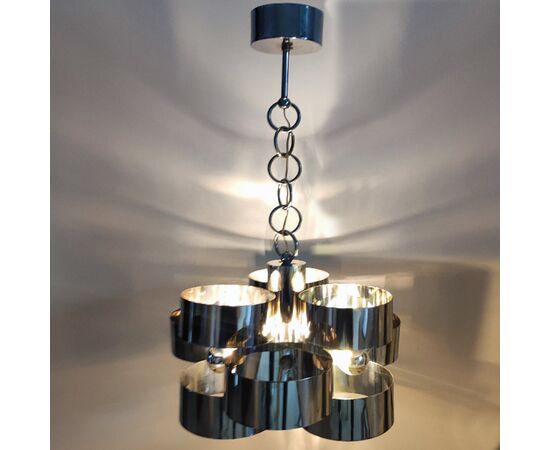 1960s Gorgeous Space Age Pendant Lamp by Max Sauze for Sciolari. Made in Italy