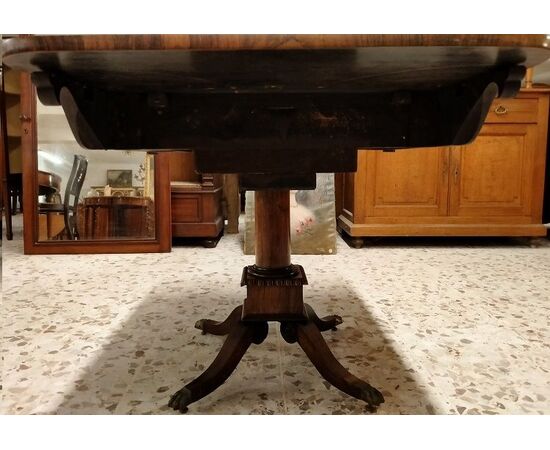 Tavolino con alette stile Regency inglese di inizio 1800 in legno di palissandro