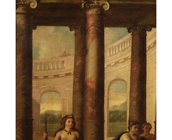 Dipinto antico neoclassico del XVIII secolo, Eracle e Onfale