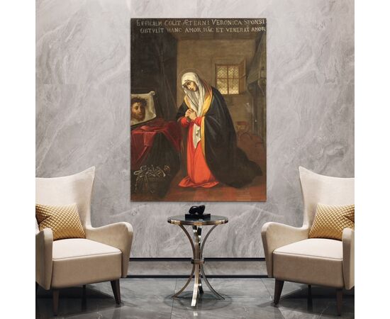 Great antique painting Saint Veronica from the 17th century 