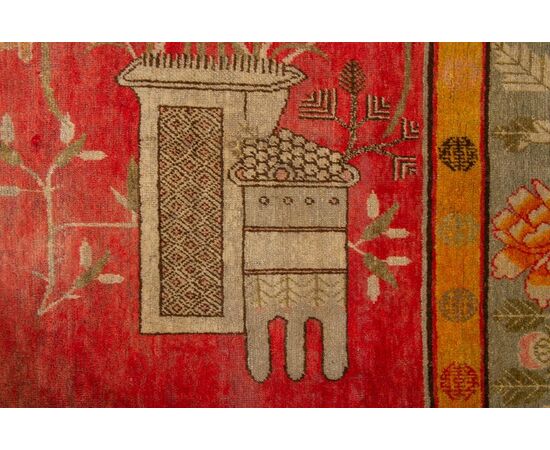 Grande tappeto antico Samarkanda con vasi - nr. 1417 -