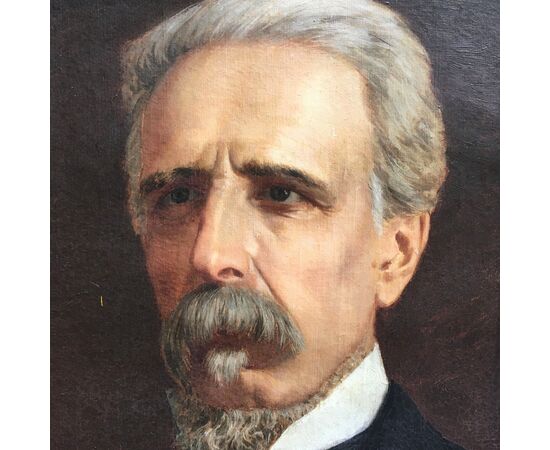 M. Lenzi, Dipinto olio su tela raffigurante ritratto maschile