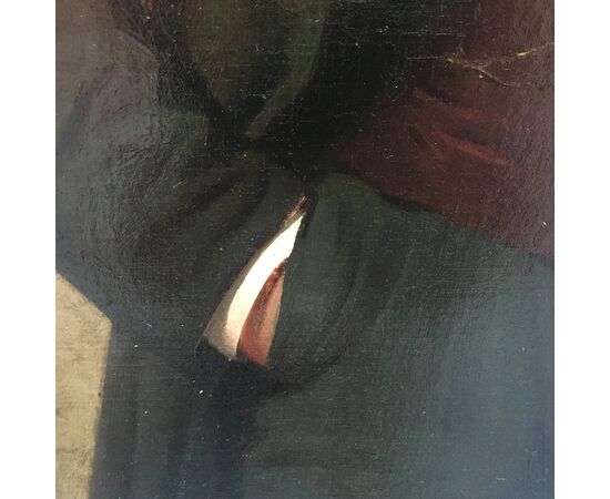 Grande dipinto olio su tela raffigurante ritratto di gentiluomo 