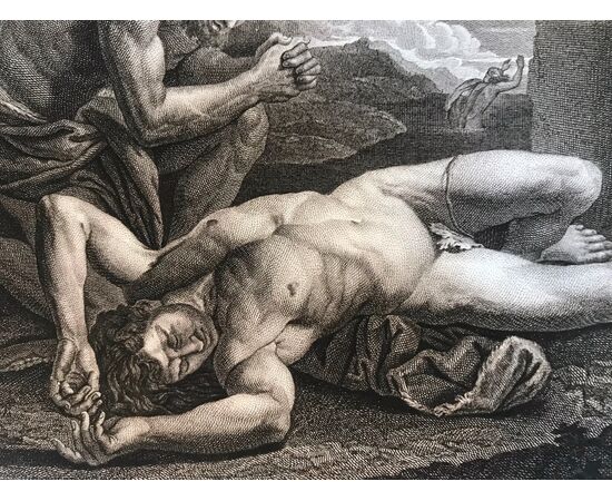 “Adam pleurant Abel” - Incisione a bulino - Gerard Rene Le Vilain - 1789