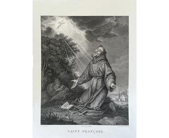 "Saint Francois” -Incisione a bulino- Guttenberg Heinrich- 1789