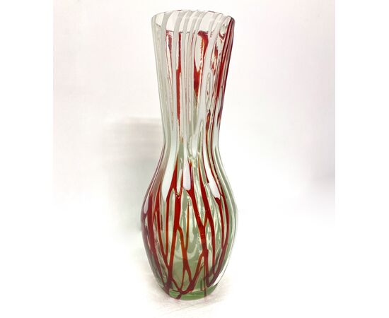 Murano vase - White and red     