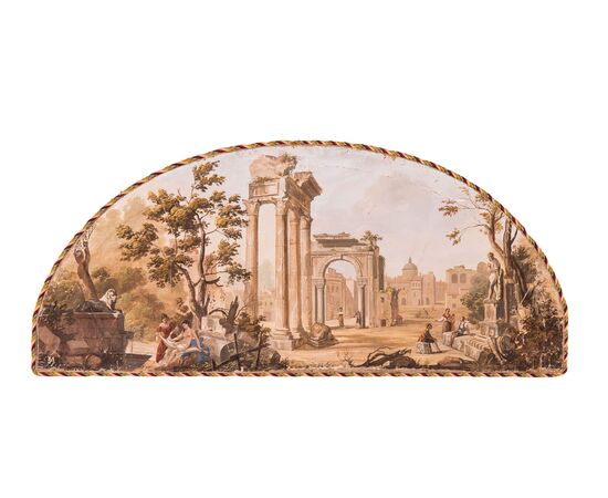 N.4 dipinti raffiguranti rovine romane - Olio su tela  - Epoca '700