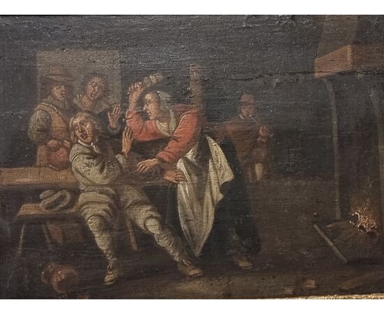 Pair of Flemish paintings on oak panel, 17th century     