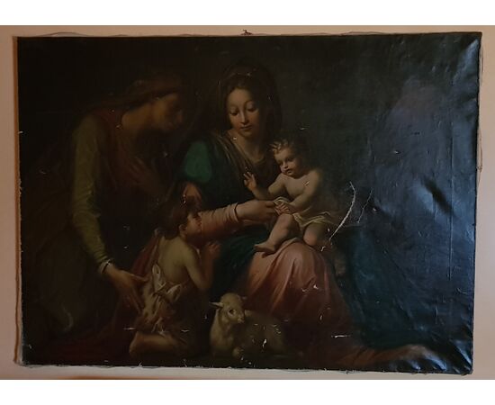 Sacra famiglia con S.Giovannino e Sant'Anna -Olio su tela - Epoca '800