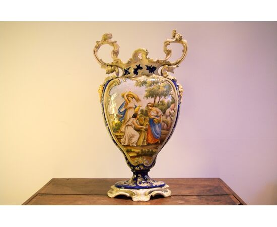 Vaso dipinto in maiolica, Mollica, 1° dell'800