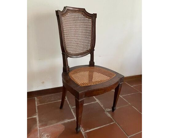 Group of four antique Genoese chairs Vienna straw seat     