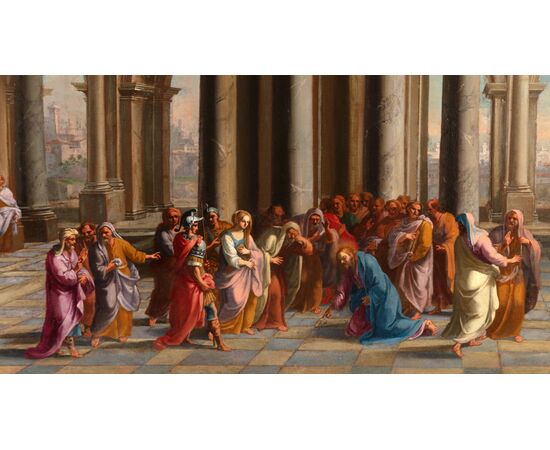 Alberto Carlieri (Roma 1672-1720), Cristo e l’adultera, dipinto olio su tela 