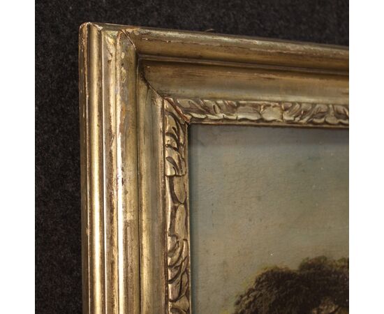 Dipinto antico italiano paesaggio olio su tela del XVIII secolo