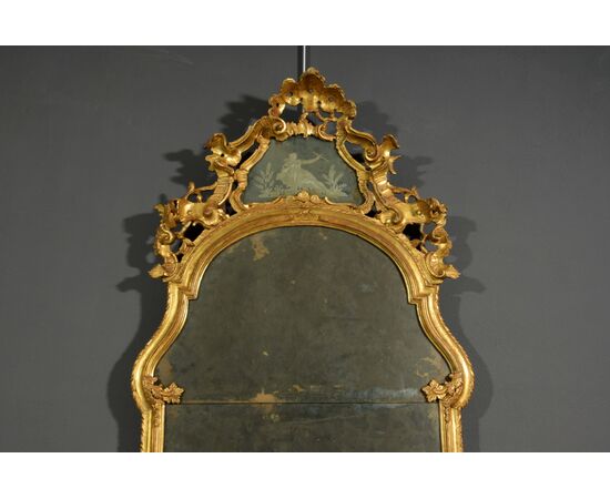 Specchiera in legno intagliato e dorato, Venezia, XVIII secolo