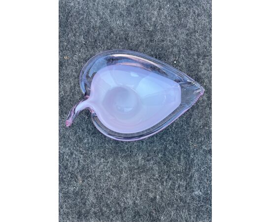 Submerged glass ashtray with milky and amethyst interior.Murano, Salviati.     