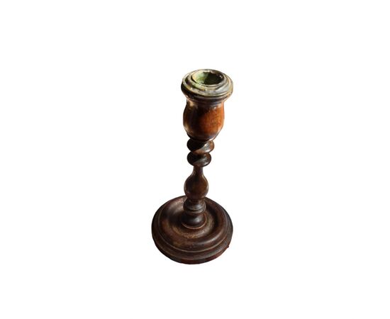 Piccolo candeliere in legno tornito Venezia inizio XIX secolo scorso 