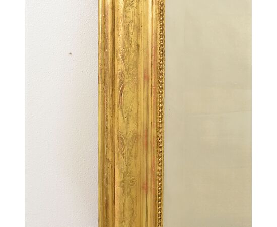 SPECCHIO ANTICO, SPECCHIERA ANTICA LUIGI FILIPPO, CORNICE DORATA, XIX SECOLO. (SPC160)