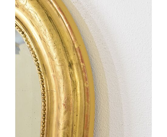 SPECCHIO ANTICO, SPECCHIERA ANTICA LUIGI FILIPPO, CORNICE DORATA, XIX SECOLO. (SPC160)