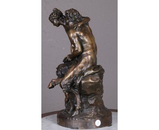 Antica statua in bronzo francese del 1800 firmata Clodion (1738-1814)