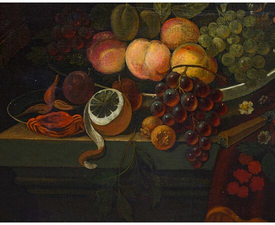 XVIII secolo, Natura morta con fiori frutta e limone