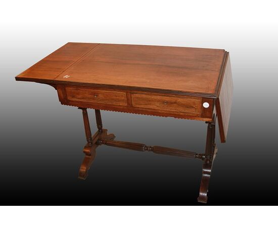 Tavolino con alette francese stile Carlo X in legno di palissandro