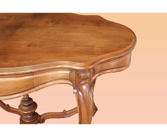 Antico tavolino da salotto stile Luigi Filippo del 1800 in legno di mogano