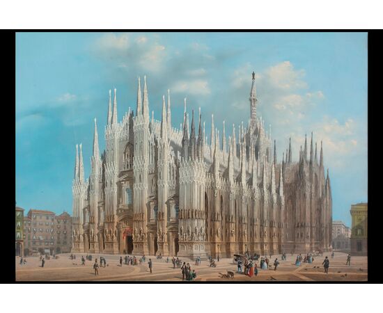 Stampa acquerellata raffigurante il Duomo di Milano