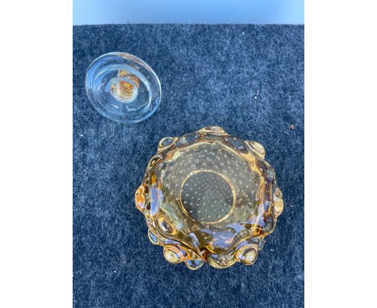 Submerged &#39;diamond&#39; glass box with bubble inclusions.Murano, Barovier     