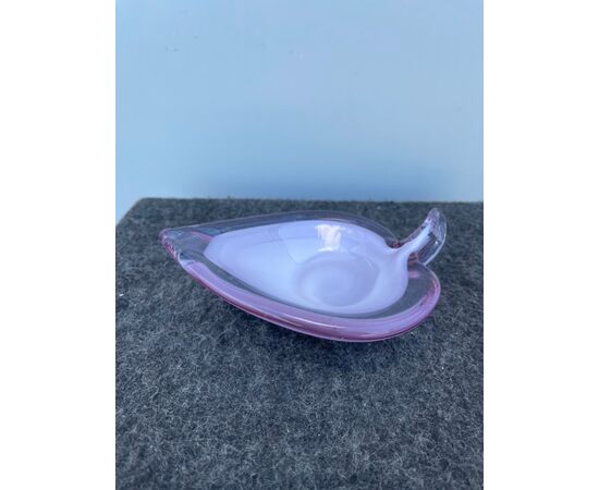 Submerged glass ashtray with milky and amethyst interior.Murano, Salviati.     