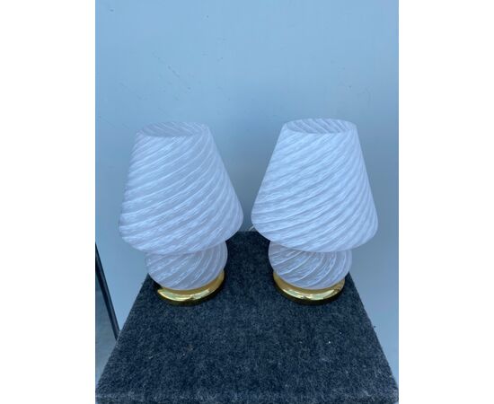 Pair of Murano blown &#39;worsted&#39; glass lamps     