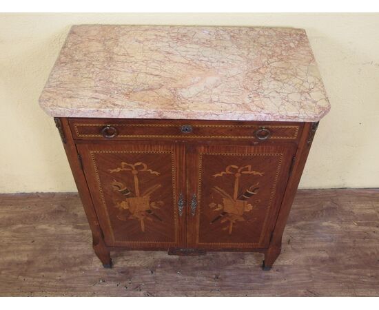 TWO DOOR INTERIOR CABINET WITH LUGI XVI STYLE MARBLE     