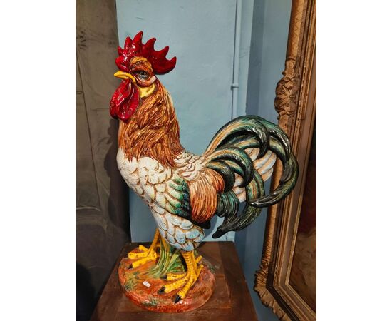 Grande e importante scultura in ceramica raffigurante Gallo , Zaccagnini