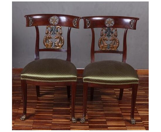Gruppo di 4 sedie antiche genovesi del 1800 stile Impero 