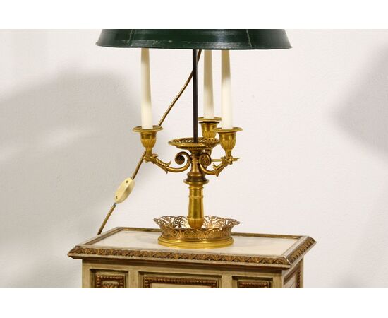 Lampada Buillotte in bronzo dorato, Francia, primi anni del XIX secolo