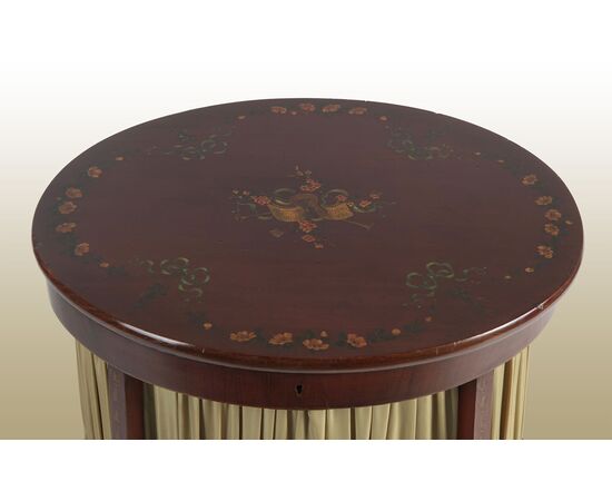 Tavolino da lavoro inglese stile Sheraton del 1800 in legno di mogano