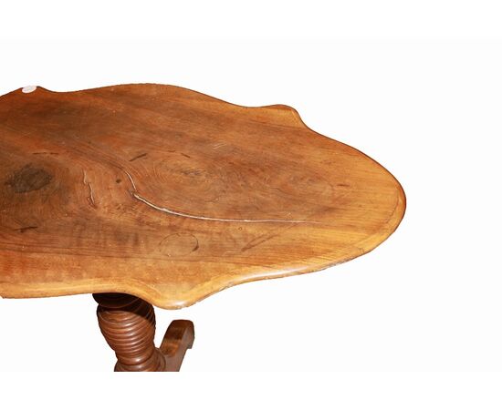 Tavolino francese a Biscotto del 1800 in legno di noce