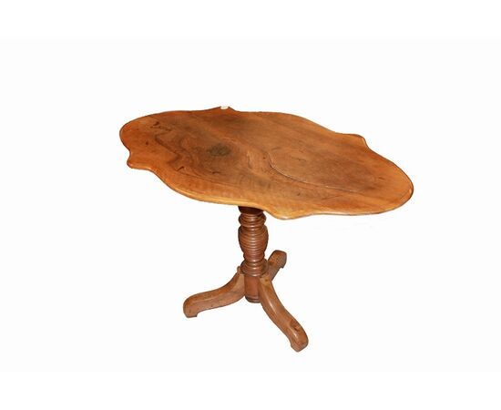 Tavolino francese a Biscotto del 1800 in legno di noce
