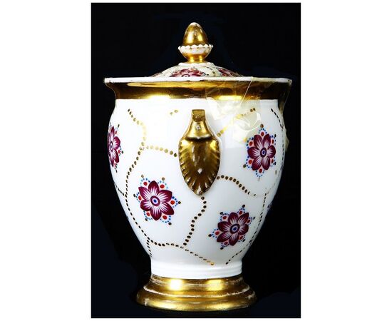 Antico vasetto in porcellana francese Vecchia Parigi del 1800