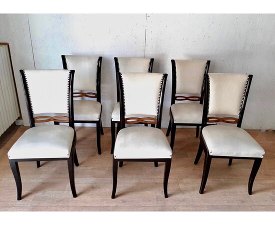 Lotto di 6 magnifiche sedie art deco stile Osvaldo Borsani , anno 1940