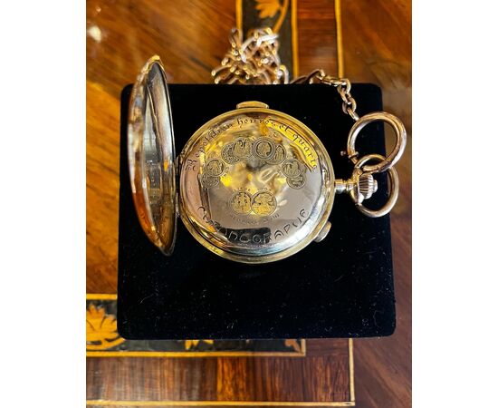 Cronografo da tasca in oro rosso quarti ripetizioni suonerie. Epoca fine XIX secolo. 