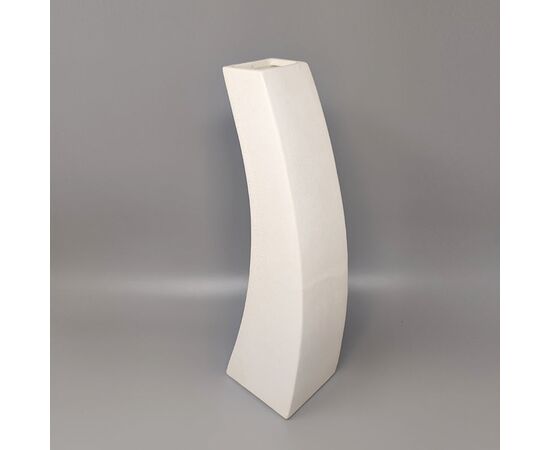 1970s Gorgeous  White Space Age Vase in Ceramic by Franco Pozzi. Made in Italy