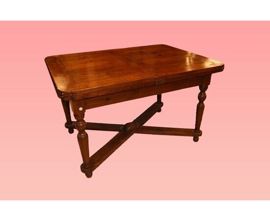 Tavolo rustico italiano allungabile di inizio 1800 in legno di pino
