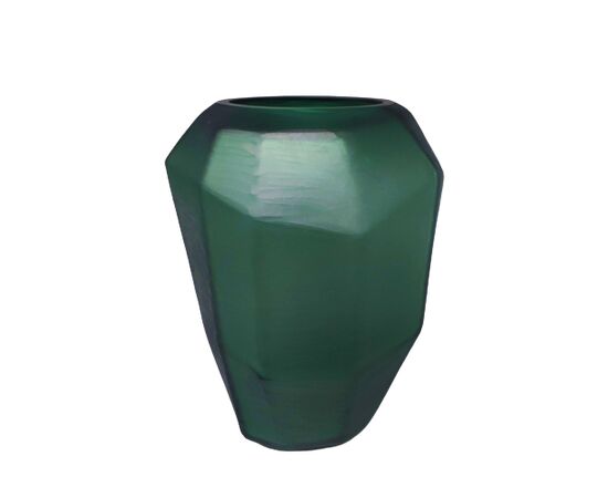 1970s Gorgeous Green Polyedric Vase by Dogi in Murano Glass. Made in Italy